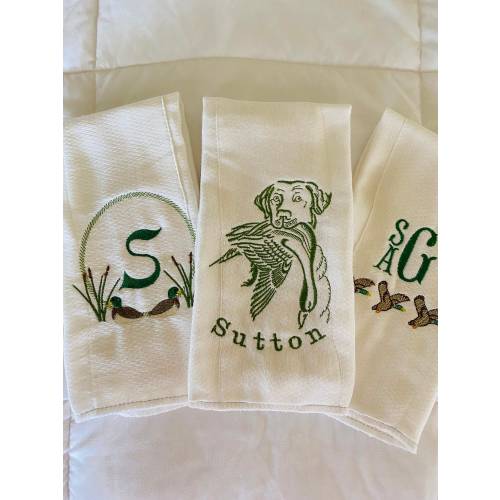 Monogrammed burp cloth, baby gift set, ducks and dogs (this is a set of 3)