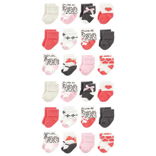 Luvable Friends Cotton Rich Baby Terry Socks 24-Pack, Leopard, 0-6 Months