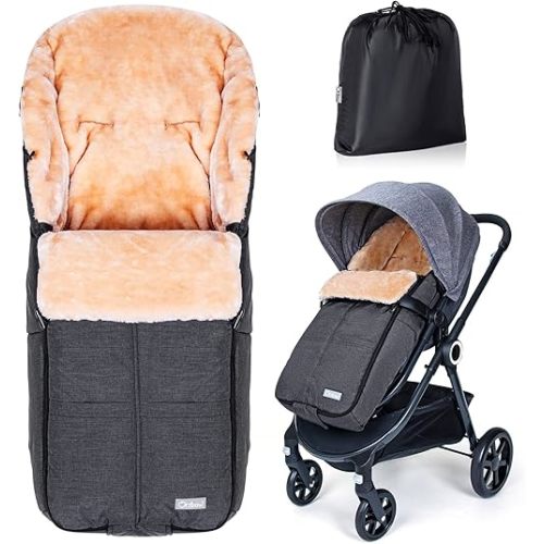 Orzbow Wool Warm Bunting Bag Universal,Suitable below 5 ℃,For Alaska,Stroller Sleeping Bag Cold Weather,Waterproof Toddler Footmuff (Dark grey)