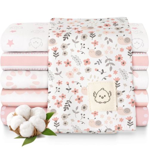 KeaBabies 6pk Shea Baby Burp Cloths for Baby Boys and Girls, 100% Organic Cotton Burping Cloths for Babies, Newborn (Sweet Charm)