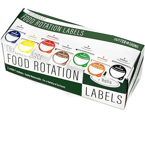 Day Dots Food Labels | 1" Date Dot Stickers for Food Containers, 7000 Labels with Dispenser Box