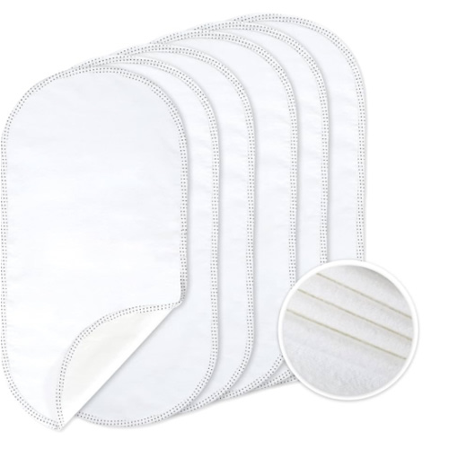 TILLYOU Waterproof Changing Pad Liners 6 Pack, 100% Cotton Reusable Cloth Diaper Liners, White