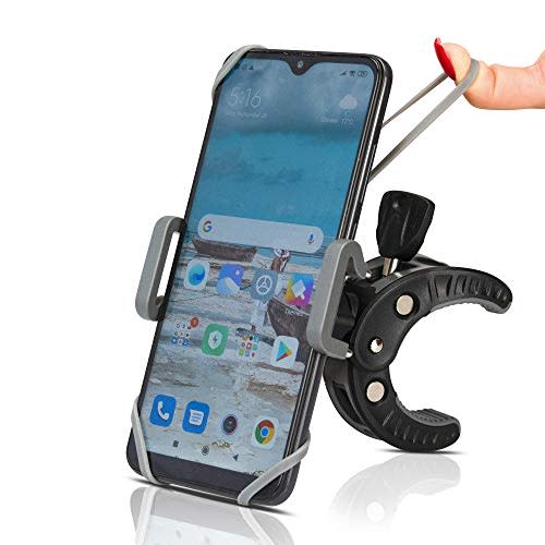 Baby Stroller Phone Holder, Shopping Cart, Golf Cart, Push Cart, Bike Phone Mount, for Motorcycle, Scooter, ATV, Boat, Spin Bike, Treadmill, Handlebar- Universal- iPhone, Cell Phone Clamp (Grey)