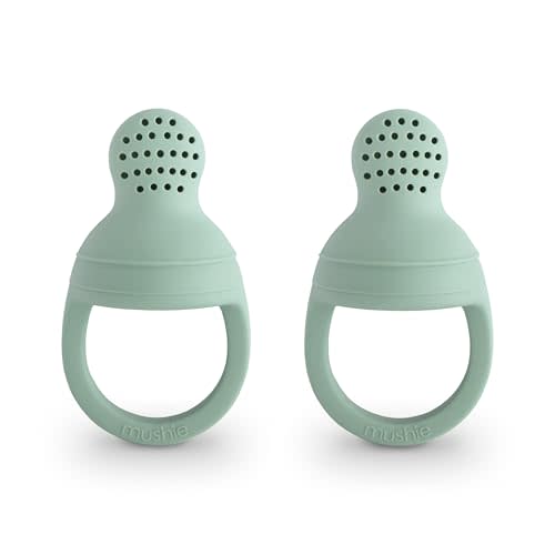 mushie Silicone Baby Fresh Fruit & Food Feeder Pacifier | 6 Months+ (Cambridge Blue)