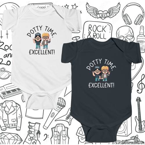 Potty Time, Excellent! Onesie - Baby Onesie / Baby Bodysuit / Cute Baby Shirt / Cool Baby / Wayne's World / Baby Shower / Baby Gift