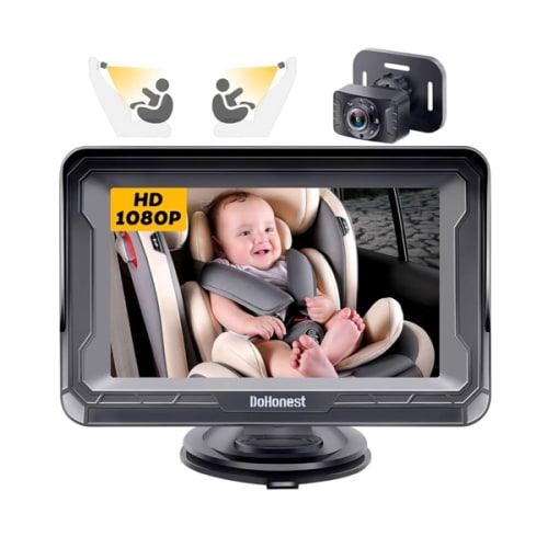 DoHonest Baby Car Camera HD 1080P - Rear-Facing Car Baby Monitor with Night Vision, Adjustable View Angle, Easy Setup, Anti-Glare Display, Safety for Kids & Infants