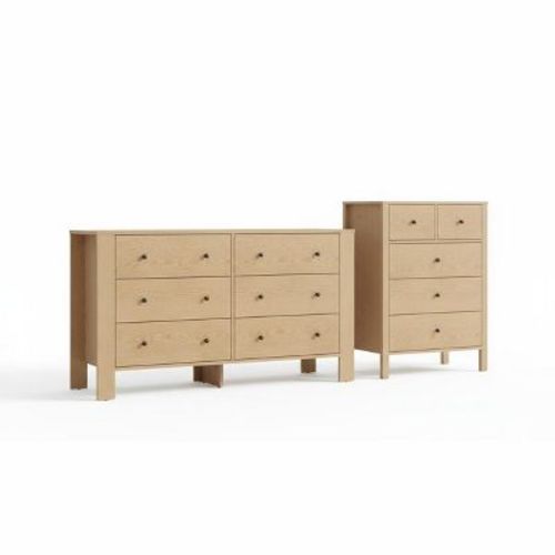 Wide 6 Drawer Dresser for Bedroom – Modern Wooden Chest with Deep Storage Drawers, Metal Knobs – Ideal for Kids Room, Entryway, Hallway