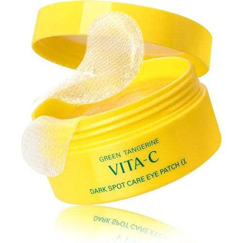 GOODAL Vitamin C Eye Patches - Hydrogel Under Eye Patches for Puffy Eyes & Dark Circles & Fine Lines, Green Tangerine, Korean Skincare (60 Count)