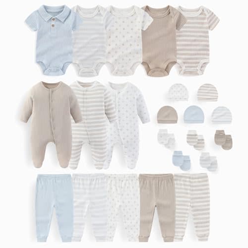 JELYLOVE 23 Pack Baby Boy Girl Bodysuits And Pants Sets New Born Outfits | newborn essentials set,unisex baby pants sets,easy to mix & match,everyday wear,easy diaper changes,perfect for new parents