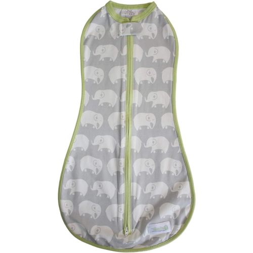 Woombie Convertible Baby Swaddling Blanket, Swaddle Converts to Arms-Free Wearable Blanket for Babies Up to 6 Months, Stardust Elephant, 14-19 lbs