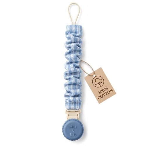 Muslin Cotton Pacifier Clips - Metal-Free, Lightweight and Secure Pacifier Holder for Babies (Ocean Bleu) - Mila & Lulu