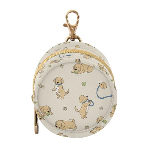 Golden Retriever Dogs Beige Pattern Pacifier Holder Case with Metal Clip Portable Pacifiers Holder for Baby
