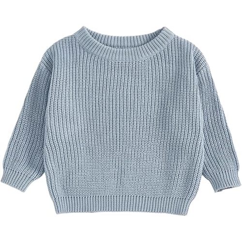fhutpw Baby Boy Girl Pullover Sweater 3 6 12 18 Months Knit Clothes Unisex Toddler 2T 3T 4T Fall Winter Warm Long Sleeve Tops