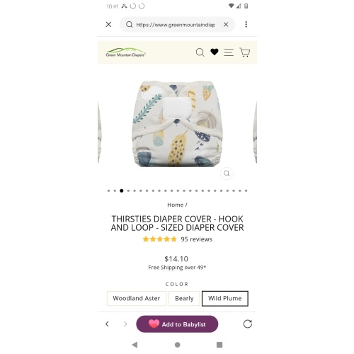 Thirsties Diaper Cover sized diaper cover hook and loop