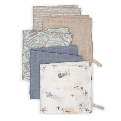 Cove Cotton Baby Washcloths - Sea Life Set | Crane Baby