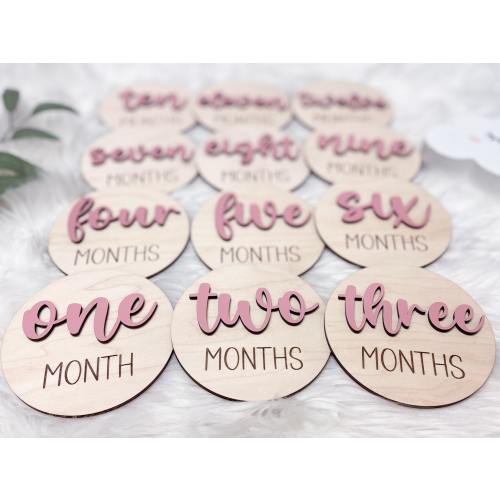 Baby Milestone Marker, Baby Month Milestone Cards, 12 Monthly Milestone Signs Baby Discs, Baby Shower Gift, Milestone 3D Chunky
