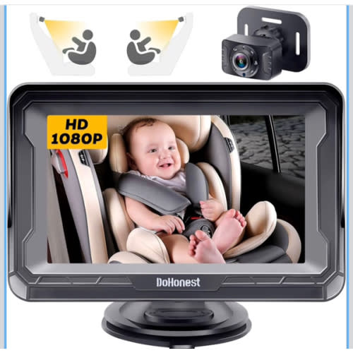 DoHonest Baby Car Camera HD 1080P - Rear-Facing Car Baby Monitor with Night Vision, Adjustable View Angle, Easy Setup, Anti-Glare Display, Safety for Kids & Infants