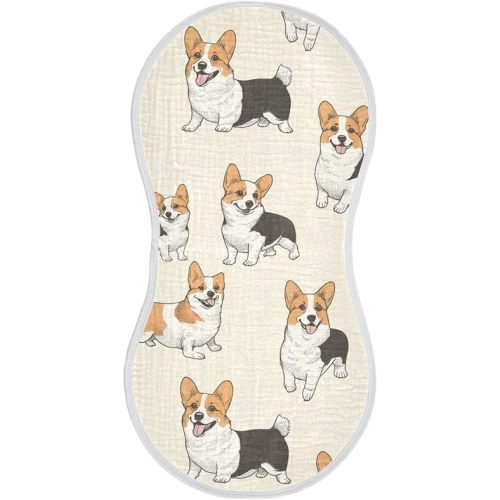 Cute Corgis Dogs Burp Cloths Baby Boys Girls Absorbent Soft Cotton Burping Cloths Rags 1 Pack