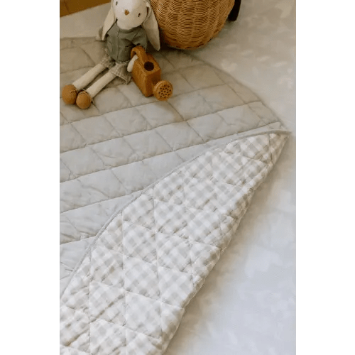 Organic French Linen Play Mat - Oat & Oat Gingham