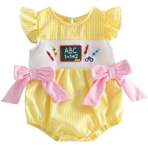 Baby Girl Halloween Outfit Romper Pumpkin Smocked Bubble Romper