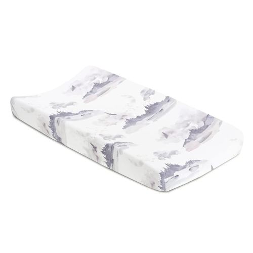 Oilo Changing Pad Cover, Breathable 100% Turkish Cotton Fitted Jersey, 300 Thread Count, Machine Washable, Fits Standard Changing Pads (32" x 16"), Girl, Boy, & Neutral Nursery Design, Misty Mountain