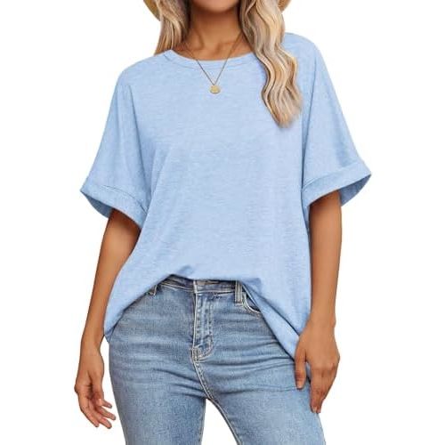 ATHMILE Womens Oversized T Shirts Summer Tops Spring Casual Loose Fit Workout Short Sleeve 2026 Beach Vacation