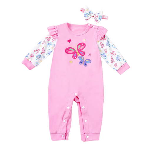 Hiijoy Infant Newborn Baby Girls Romper Butterfly Print Long Sleeve Jumpsuit Onesies