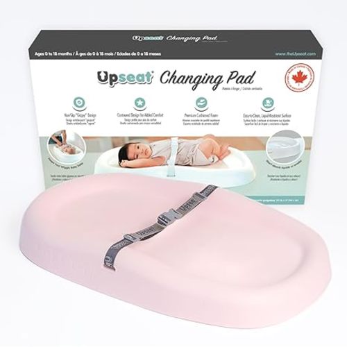 Upseat Baby Changing Pad, Non-Slip Grippy Design, Premium Cushioned Foam, Contoured for Comfort, Waterproof and Easy-to-Clean, Liquid-Resistant (Pink)