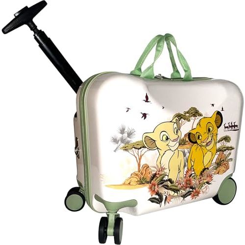 Fast Forward Ride-On 18" Suitcase For Kids/Tow-Along Toddler Carry-On Luggage With Wheels (Lion King)