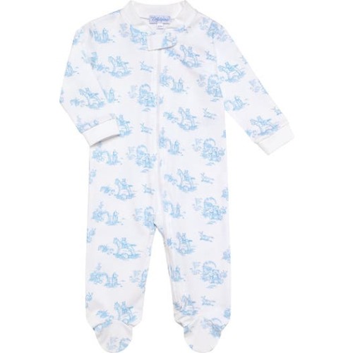Blue Toile Zipper Footie - Baby, Newborn