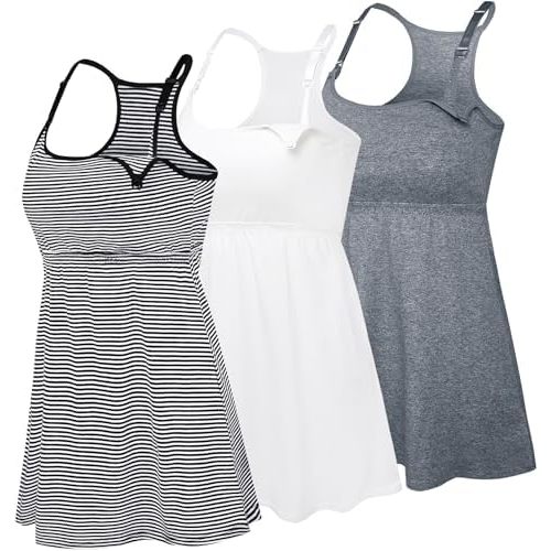 Cotton Maternity Nursing Tank Tops with Bralette Breastfeeding Shirts Pregnancy Clothes