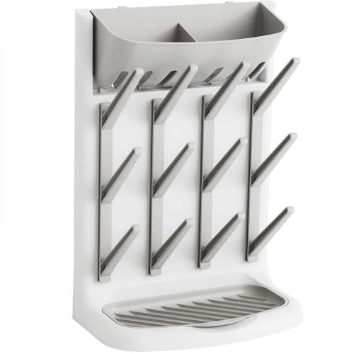 Yieach Vertical Baby Bottle Drying Rack,Space Saving Bottle Rack Dryer for Kitchen Countertop,Stand Large Baby Bottle Rack,Bottle Rack Holder for Baby Accessories,Breast Pump,Pacifiers Organizer,Grey