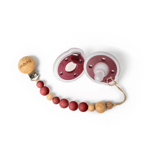 mōmi babypace pacifier gift set - cranberry
