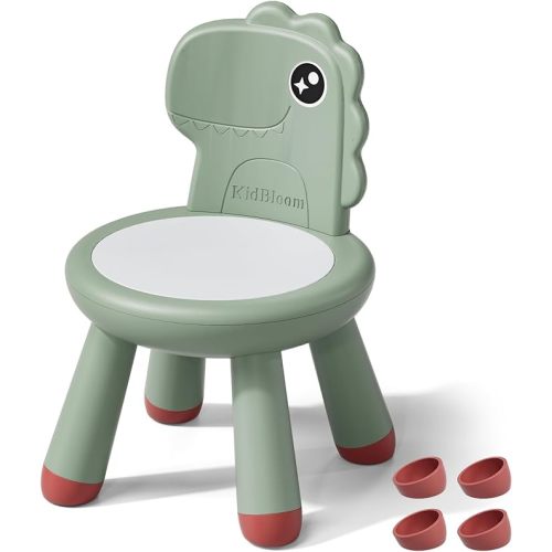 KidBloom Toddler Chair, Plastic Kids Dinosaur Chair, Anti-Slip Toddler Chairs for Table with Dinosaur Backrest, Multi Use Chairs for Kids 1–3, Green