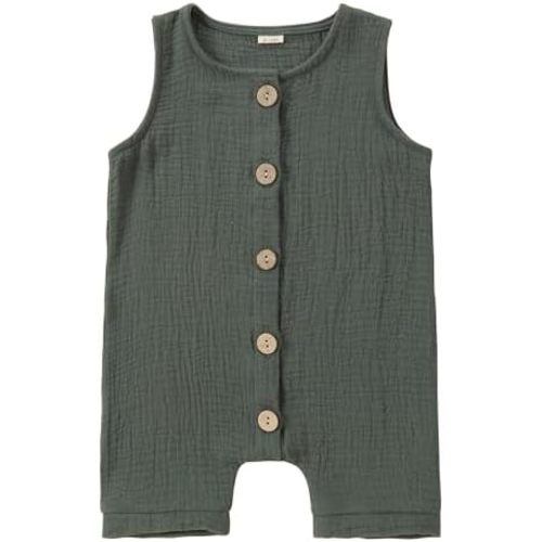 MICHLEY Baby Sleeveless Summer Romper Infant Toddler Cotton Outfits Unisex Boys Girls Jumpsuit 0-24 Months