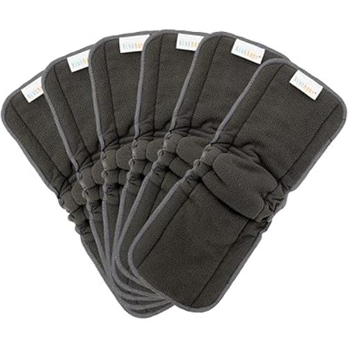 ALVABABY Reusable 4 Layers 6 Pack Inserts with Gussets for Baby Cloth Diaper and Cloth Diapers Covers 6FLN