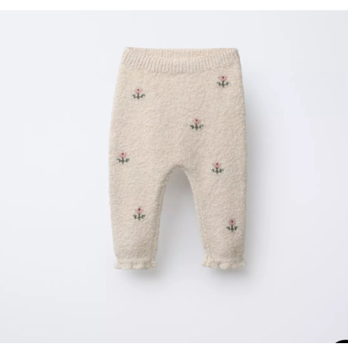 EMBROIDERED FLORAL PANTS - Light beige | ZARA United States