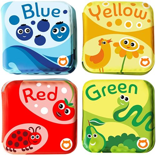 BabyBibi Floating Baby Bath Books for Baby. Kids Learning Bath Toys. Waterproof Bathtime Toys for Toddlers. Kids Educational Infant Bath Toys. (Set of 4: Color Recognition Bath Books)