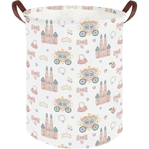 Princess hamper,Girl Laundry Basket,Baby Nursery Hamper,Waterproof foldable girls toy storage box,Dirty Clothes Hampers,Princess Room Decor(Princess carriage)
