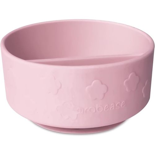 grabease Baby Bowls Silicone Bowls for Toddler Baby Feeding Divided Bowl, Dishwasher and Sterilizer Safe, Pink