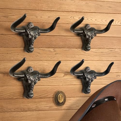 VINLUNM Cowboy Hat Rack for Wall, Cast Iron Cowboy Hat Holder,Hat Storage Organizer Hat Hooks for Wall Western Decor for Bedroom