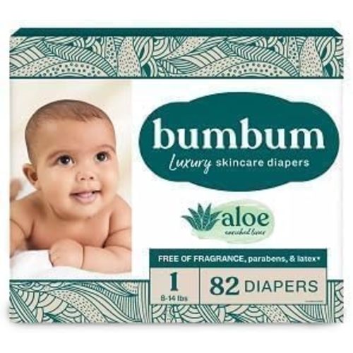 Bum~Bum Luxury Disposable Baby Diapers, Size 1, 8 to 14 lbs, 82 Count, 2 Pack of 42ct