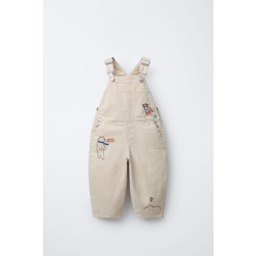 EMBROIDERED CORDUROY OVERALLS - Light beige | ZARA United States