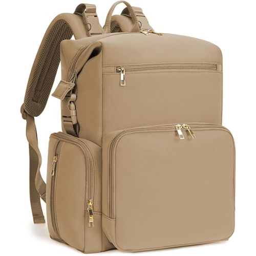 CEI-CEI Neoprene Diaper Bag Backpack with Changing Pad, Large Newborn Baby Maternity Bags Travel Tote with Insulated Pockets (Oat)