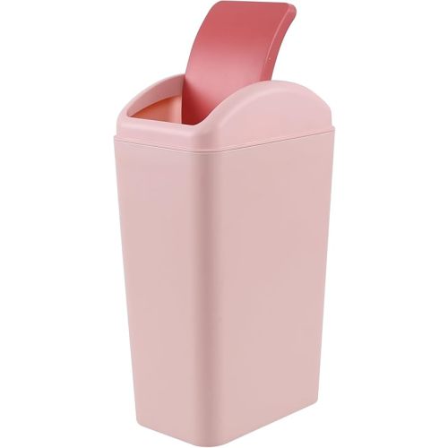 3.5 Gallon Swing Top Trash Can, Slim Garbage Can with Lid, Pink