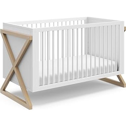 Storkcraft Equinox 3-in-1 Convertible Crib (Driftwood) - Easily Converts to Toddler Bed & Daybed, 3-Position Adjustable Mattress Support Base, Modern Two-Tone Design for Contemporary Nursery