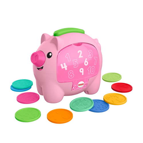 Free Shipping! Fisher-Price Laugh & Learn Count & Rumble Piggy Bank Baby Toy with Music Motion, Coins, and Educational Phrases