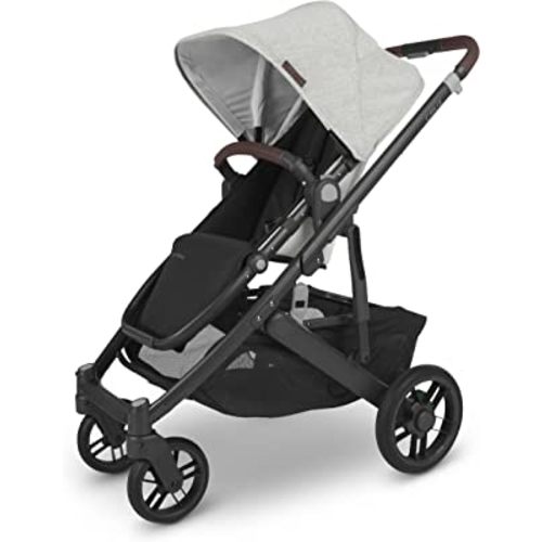UPPAbaby Cruz V2 Stroller/Full-Featured Stroller with Travel System Capabilities/Toddler Seat, Bumper Bar, Bug Shield, Rain Shield Included/Anthony (White+Grey Chenille/Carbon Frame/Chestnut Leather)