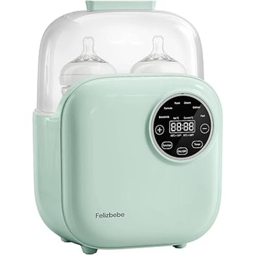 Baby Bottle Warmer, Felizbebe 10-in-1 Double Bottle Warmer for Breastmilk or Formula, Accurate Temperature Control, Timer, Sterili-zing, Defrost, Heat Food, Keep Warm, Breast Milk Warmer for Baby