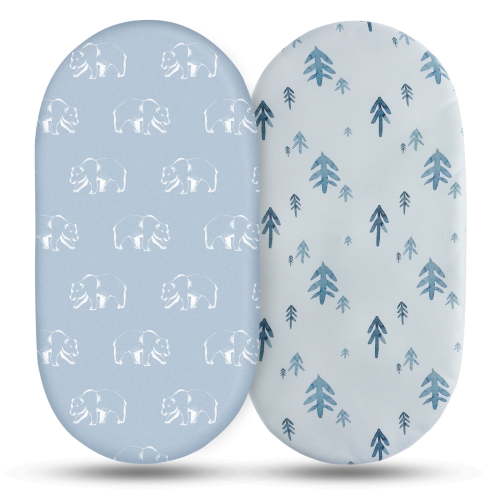 Gllquen Baby Bassinet Sheets 2-Pack Set for Newborn Infant Baby Boys Girls 32"X16", Bears and Trees